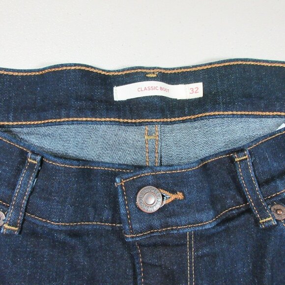 Levis womens indigo distressed Classic boot stretch jeans 32x32 EUC - Picture 4 of 9